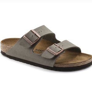 Stone Birkenstock Arizona two strap sandal